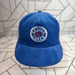 Beaver Creek Snapback Hat OS Blue Corduroy Vintage‎ Ski Country Imports Cap